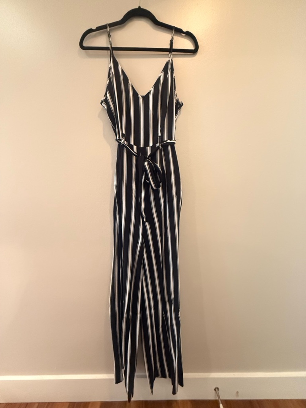 Forever 21 Black and White Striped Jumpsuit